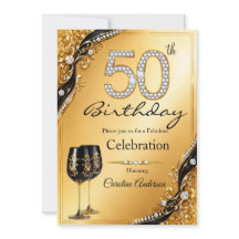 50 Elegante Gold-Schwarz Geburtstagsfeier Diamant