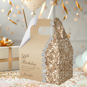 50. Elegante goldene Geburtstagsfeier Geschenkschachtel