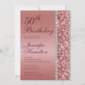 50. Elegante Rose Gold Geburtstag Einladung (Vorderseite)