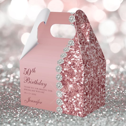 50. Elegante Rose Gold Geburtstag Geschenkschachtel