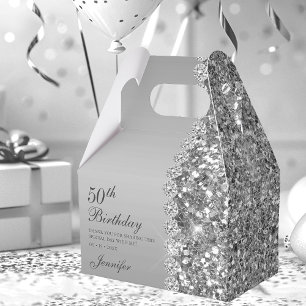50. Eleganter Silberner Geburtstag Geschenkschachtel