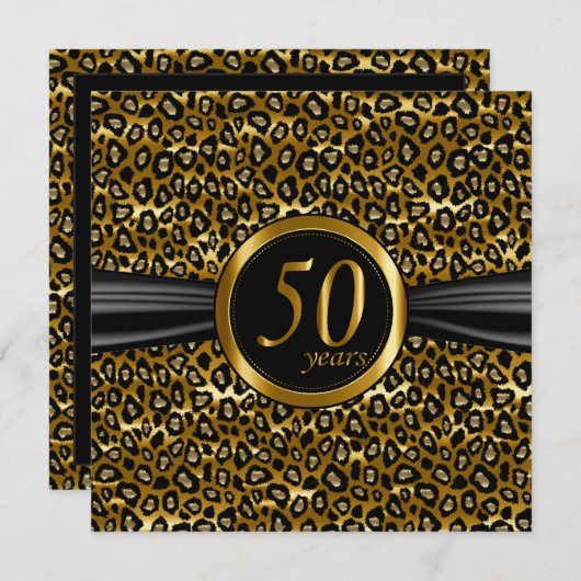 50. Exotic Glamour Leopard Design Einladung (Vorne/Hinten)