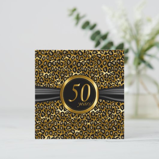 50. Exotic Glamour Leopard Design Einladung (Stehend Vorderseite)
