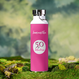 50 & Fab 50. Geburtstag Customisierte Cerise Rosa Trinkflasche
