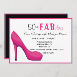 50 & Fab 50 und fabelhafte rosa High Heel Einladung