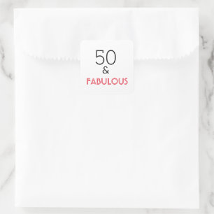50 & Fab Geburtstag Quadratischer Aufkleber