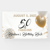 50 & fabelhafte Black Gold Geburtstagsballons Banner (Horizontal)