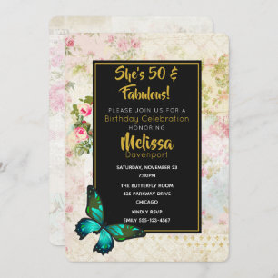 50 & fabelhafte Geburtstag mit Vintager Collage Ei Einladung
