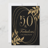 50 & fabelhafte Geburtstagsfeier Gold Glitzer Einladung (Vorderseite)