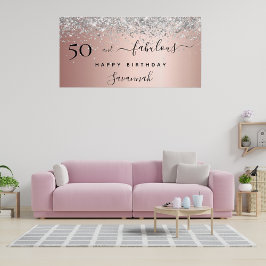 50 Fabelhafte Geburtstagsfeier Rose Gold silber Gl Poster