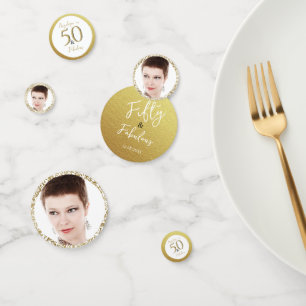 50 & fabelhafte Geburtstagsparty Décor Gold Blätte Konfetti