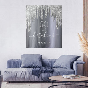 50 fabelhafte Geburtstagsparty Glitzer silber funk Wandteppich