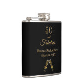 50 fabelhafte Geburtstagsschwarze Goldmonogramm Flachmann (Rechts)