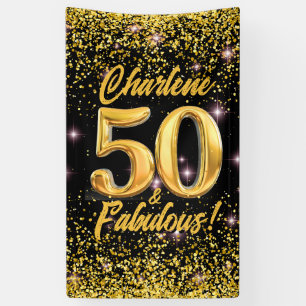 50 fabelhafte Gold Glitzer Pink Stars 50. Geburtst Banner