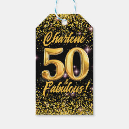 50 fabelhafte Gold Glitzer Pink Stars 50. Geburtst Geschenkanhänger
