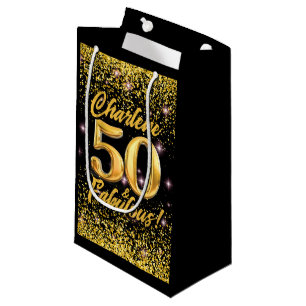 50 fabelhafte Gold Glitzer Pink Stars 50. Geburtst Kleine Geschenktüte