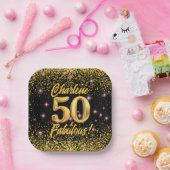 50 fabelhafte Gold Glitzer Pink Stars 50. Geburtst Pappteller