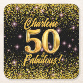 50 fabelhafte Gold Glitzer Pink Stars 50. Geburtst Rechteckiger Pappuntersetzer (Vorderseite)