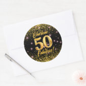 50 fabelhafte Gold Glitzer Pink Stars 50. Geburtst Runder Aufkleber (Umschlag)