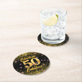 50 fabelhafte Gold Glitzer Pink Stars 50. Geburtst Runder Pappuntersetzer (Vor Ort)