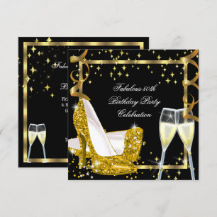 50 Fabelhafte goldene Glitter High Heels Geburtsta Einladung
