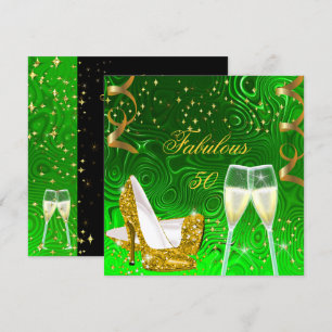 50 Fabelhafte goldene Limettenglimmer-High-Heels G Einladung