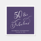 50 Fabelhafte Lila 50. Geburtstagsfeier Serviette (Vorderseite)