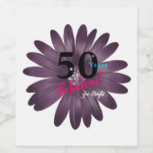 50 fabelhafte lila Blume Glitzer Weinetikett (Einzelnes Label)