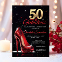 50 & fabelhafte Red Gold High Heels zum Geburtstag