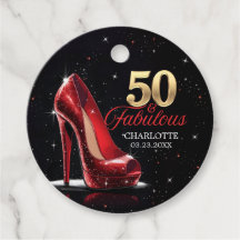 50 & fabelhafte Red Gold High Heels zum Geburtstag
