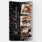 50 fabelhafte Rose Gold FotoCollage 50. Geburtstag Banner (Vertikal)