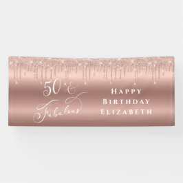 50 fabelhafte Rose Gold Glitzer Geburtstagsparty Banner