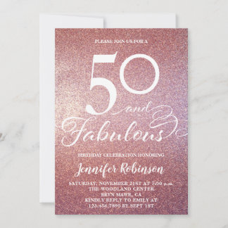 50 fabelhafte Rose Gold Glitzer Geburtstagsparty I Einladung