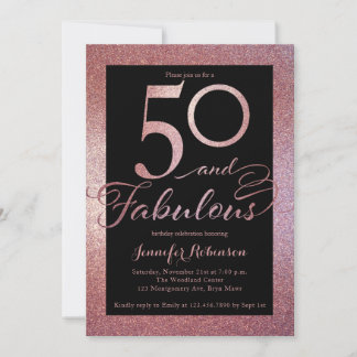 50 fabelhafte Rose Gold Glitzer Geburtstagsparty I Einladung