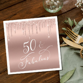 50 fabelhafte Rose Gold Glitzer Geburtstagsparty Serviette