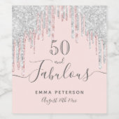 50 fabelhafte Rose Gold Glitzer Rosa Silber Weinetikett (Einzelnes Label)