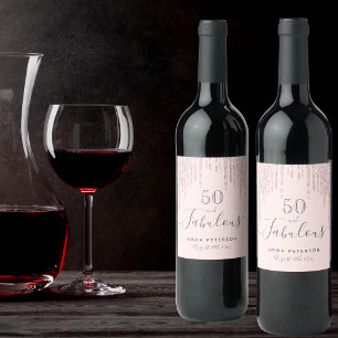 50 fabelhafte, rötlich-rosa Tropfen zum Geburtstag Weinetikett