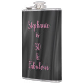 50 & fabelhafte Schwarz & Rosa Elegant Satin Look Flachmann (Links)