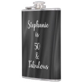 50 & fabelhafte Schwarz & Weiß Elegant Satin Look Flachmann (Links)