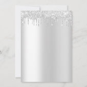 50 fabelhafte Silberner Glitzer Geburtstagsparty Einladung (Rückseite)