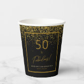 50 fabelhafter Birthday Gold Black Glitzer Pappbecher (Vorderseite)