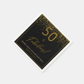 50 fabelhafter Birthday Gold Black Glitzer Serviette (Ecke)