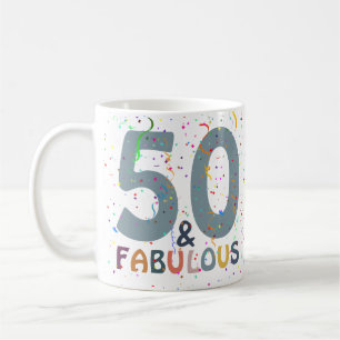 50. & Fabelhafter Geburtstag Blau Moderne Typograf Kaffeetasse