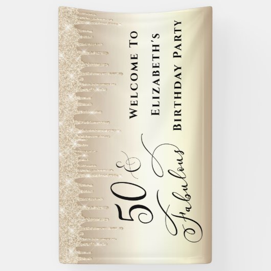 50 fabelhafter Gold Glitzer Geburtstag Banner (Vertikal)