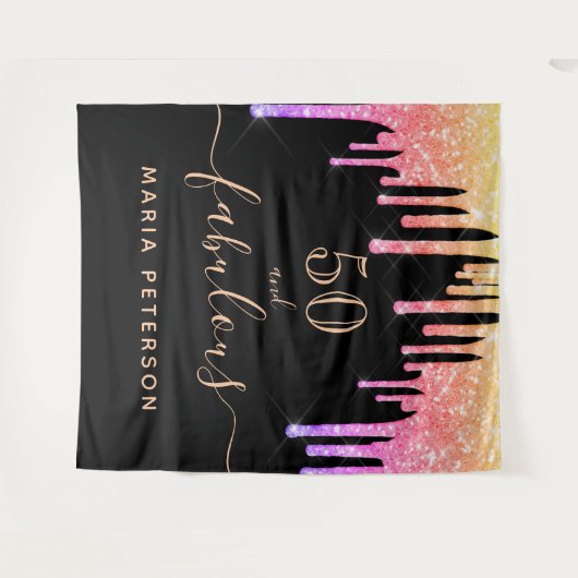 50 fabelhafter schwarz-rosa lila Glitzer zum Gebur Wandteppich (Vorderseite (Horizontal))