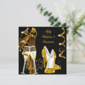 50 fabelhaftes & fantastisches Golden Champagne Pa Einladung (Stehend Vorderseite)