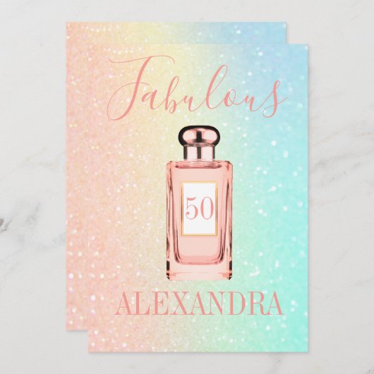 50 Fabelous Glitzer French Chic Parfüm Monogram Einladung (Vorne/Hinten)