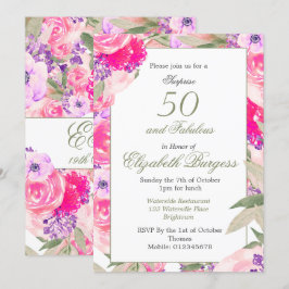 50 Fabelrosa Rose Chic Birthday Einladung