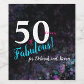 50 Fabelrosa, silber, aquamariner Glitzer, vielsei Weinetikett (Einzelnes Label)