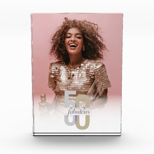 50 & Fabulous 50. Geburtstag Elegant Moderne Fotoblock (Vorderseite)